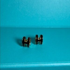 Gold and Black H Earrings